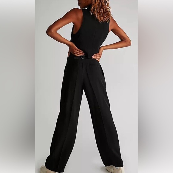 Free People NEW Tux Vest Suit Set 6 S Black 2-Pc Mid Rise Pleated Trouser Pants - Picture 5 of 11